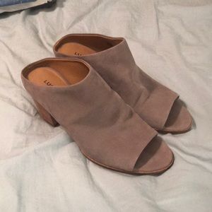 Lucky Brand peep toe heeled mule